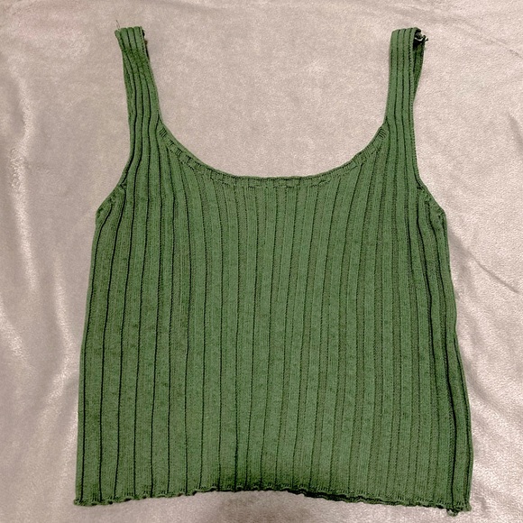 Green Crop Ribbed Tank - Picture 1 of 1